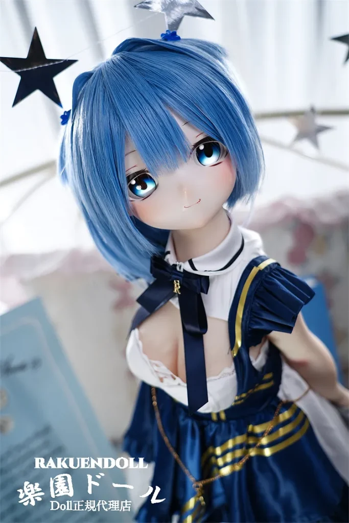 MW Girl(魔物姫) 奈奈子ヘッド 85cm5.5kg 八重歯のかわいいのアニメ風ラブドール 宣材写真通のはシリコン製ボディ 宣材写真と同じ制服も付属 青髪二次元フィギュア