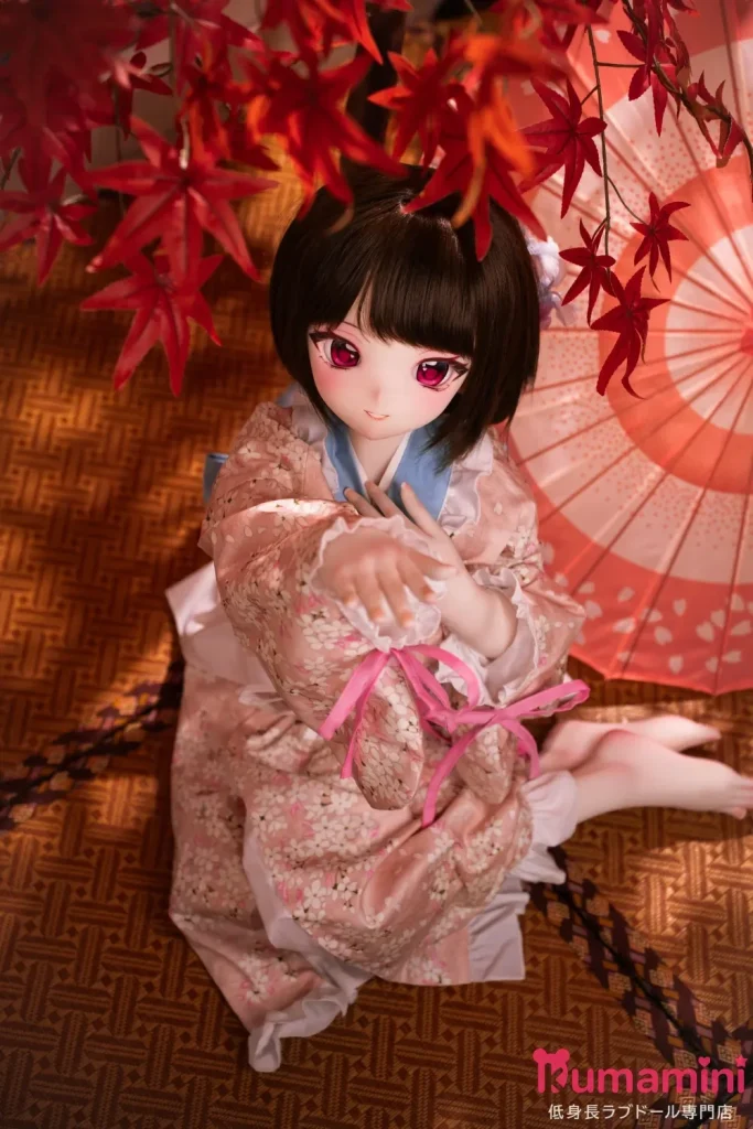 XYGO 141cm Cカップ 琉璃ヘッド 二次元美少女ラブドール シリコン製ヘッド+TPEボディ 紅葉の灯りに佇む和装アニメフェイスドール